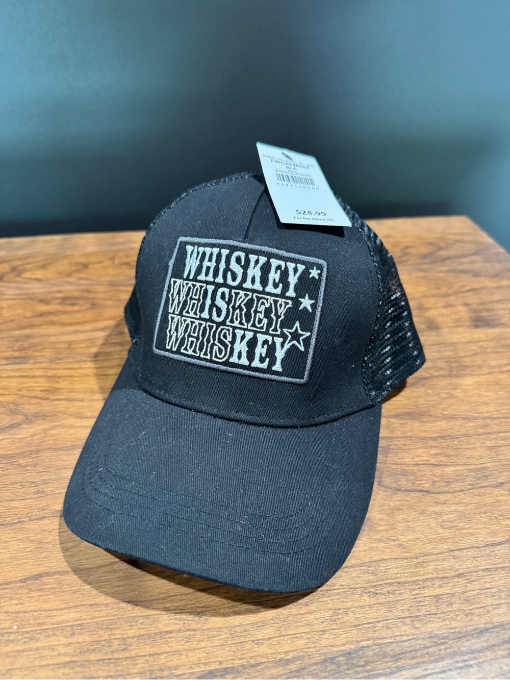 Buckle Black Trucker Hat with 'Whiskey' Whiskey Is Key Patch